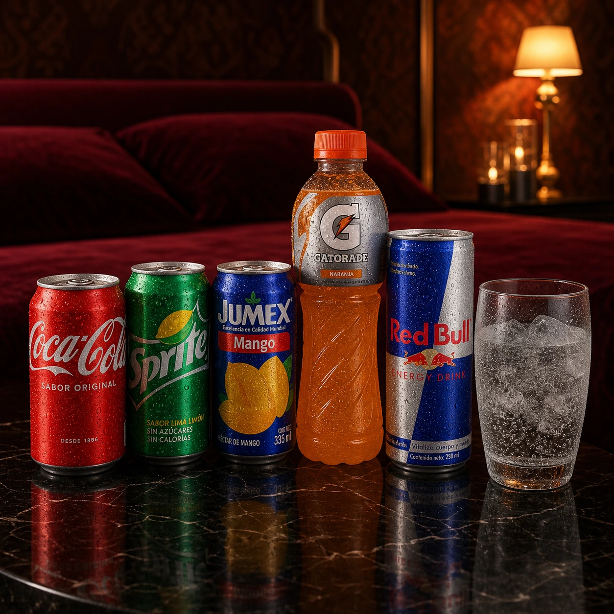 Coca-Cola, Sprite, Jumex, Gatorade y Red Bull disponibles para servicio a la habitacion